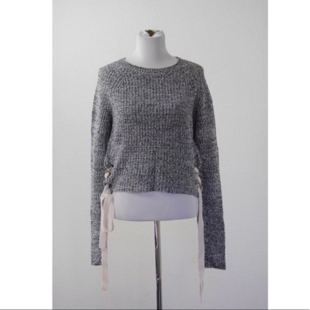 Guess Kalene Gray Lace Up‎ Sweater Knit Size Large